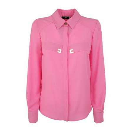 Elisabetta Franchi, Blouse With Pocket AND Gold Logo Różowy, Kobieta, Rozmiar: S