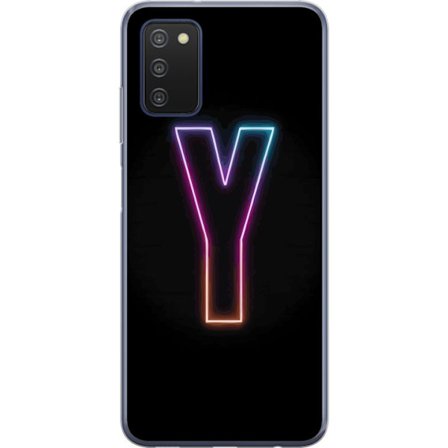 Kompatibel Mobilcover til Samsung Samsung Galaxy A03s Minimalistisk neonbogstav Y i farveskiftende lys mod sort baggrund