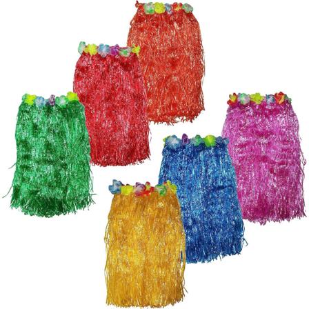60 cm långa hawaiianska maskeraddräkter, Hula-kjolar för strandfest (6-pack)