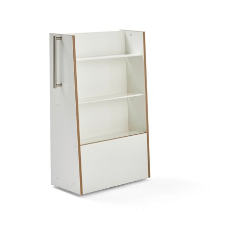 Bücherwagen STORY, einseitig, 876x374x1215 mm, weiß