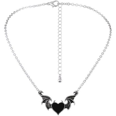 Halsband med vintage svart kärlekshänge för män, fladdermusvingar, halsband för kvinnor