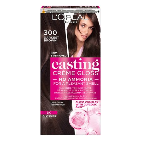L'Oréal Paris Casting Crème Gloss Semipermanent Hårfarve 300 Chatain Foncé, Hår, Hårfarve, Toningsfarve