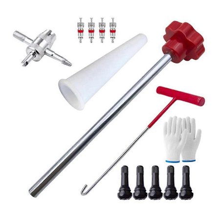 Værktøjssæt til hurtig udskiftning af dækventiler, egnet til udskiftning og montering af TR413-ventiler.