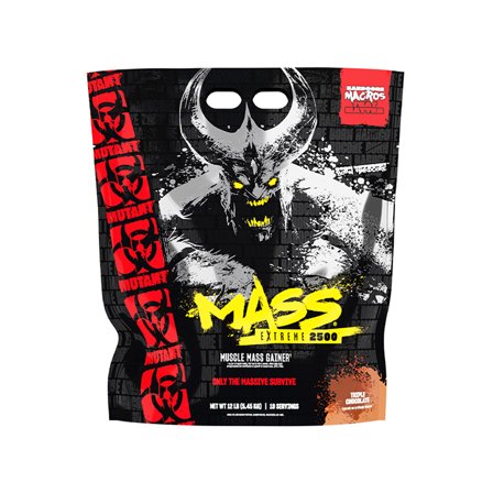 Weight gainer Mutant Mass Extreme 2500 Gainer 5,45 kg, Triple Chocolate - Bodyman.dk
