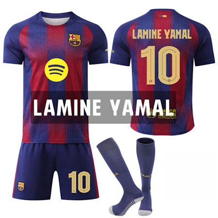 Glad-Heta 2025 25-26 FC Barcelona Hjemmetrænings Trøje NO.10 LAMINE YAMAL Trøjer Børn Voksen Fodboldssæt med Strømper NO.10 NO.10 NO.10