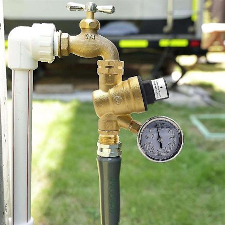 Rv Vann Trykkregulator Ventil, Messing Blyfri Justerbar Vann Trykkreduksjon For Rv Campere(Gul)