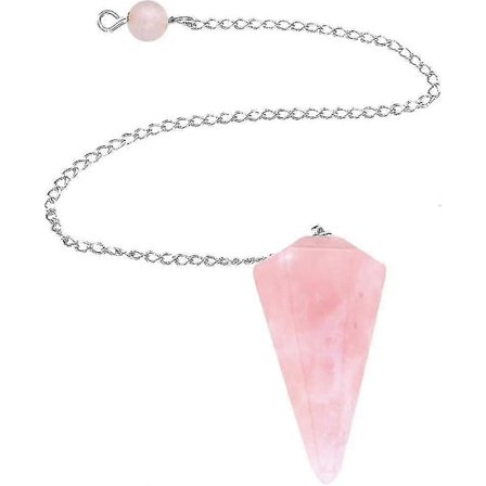 Rosenkvarts Ädelsten Kristall Pendel - Slagruta, Skrikande, Healing med Presentpåse