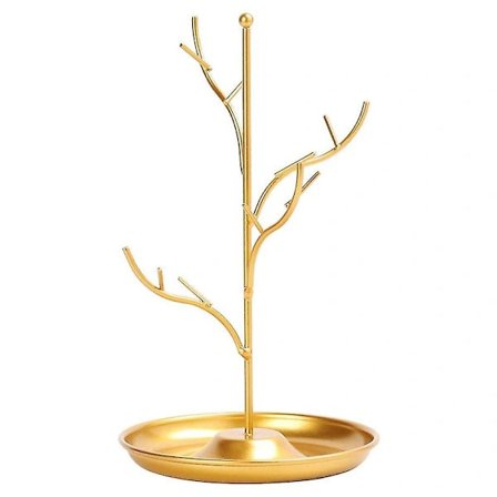 Smykkestativ i jern, stativ til halskæder, øreringe og armbånd, guld