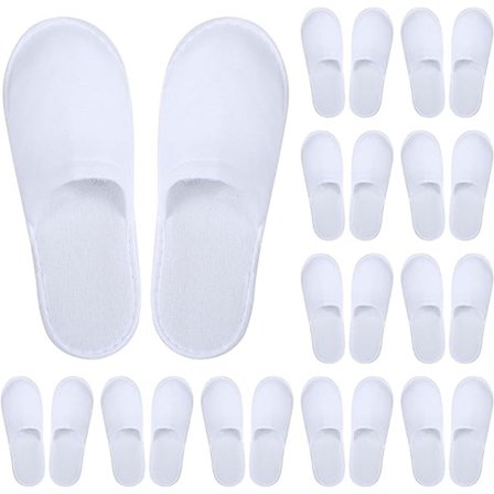 12-par pakke - Gæstehjemmesko - Rejsehjemmesko - Skridsikker - One Size Fits All - Hvid