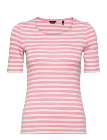 Striped 1X1 Rib Lss T-Shirt T-shirts & Tops Short-sleeved Rosa GANT