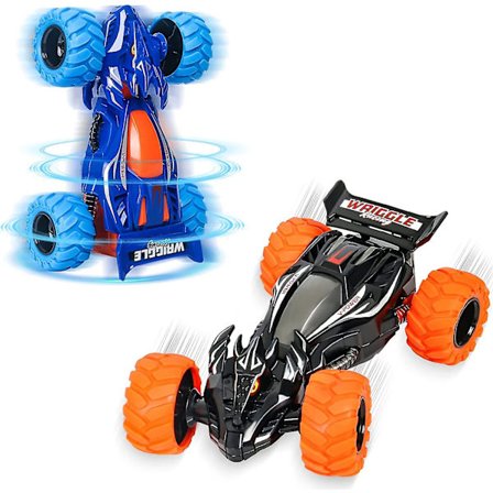 2 kpl Autoleluja 3-vuotiaille pojille, vedettävät autot kääntyvillä pyörillä 360 asteen stunt iskunkestävät autolahjat lelut 3 4 5 6 -vuotiaille 