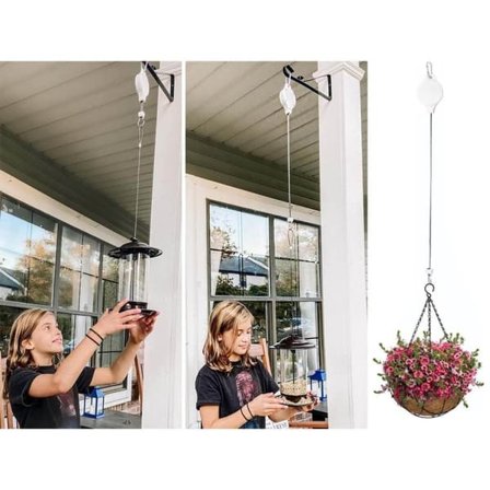 2 kpl Säädettäviä Ripustuskoukkuja Kukkaruukuille | Nosto- ja Laskettavat Ripustimet—pa