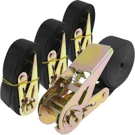 Sats med 4 spärrspännare 2,5 m x 25 mm 800 kg, färg svart