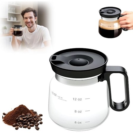 Pour Over Kaffebryggare i Glasmuggstil - 16oz/300ml Värmebeständig Glasmugg med Handtag, för Kaffe, Te, Varm Choklad (Svart)