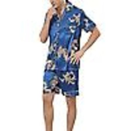 Herre Silke Satin Pyjamas Sæt Kortærmet Og Shorts Klassisk Nattøj Loungewear 4XL