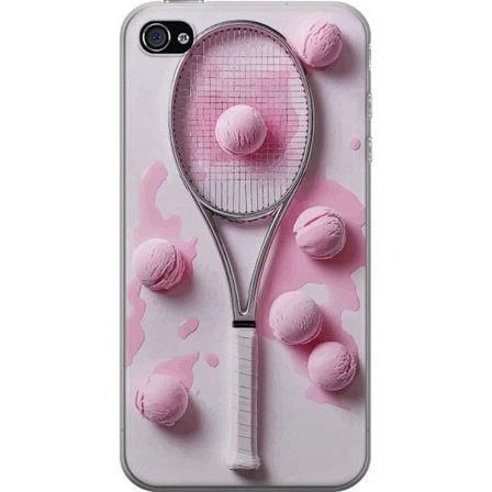 Kompatibel Mobilcover til Apple Apple iPhone 4s Rosa glaskugler og tennisketsjer i et kreativt stillbillede med legende popfølelse og moderne design,