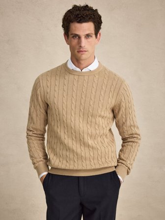 John Henric Men's Pull Camel Coupe Régulière Size XS