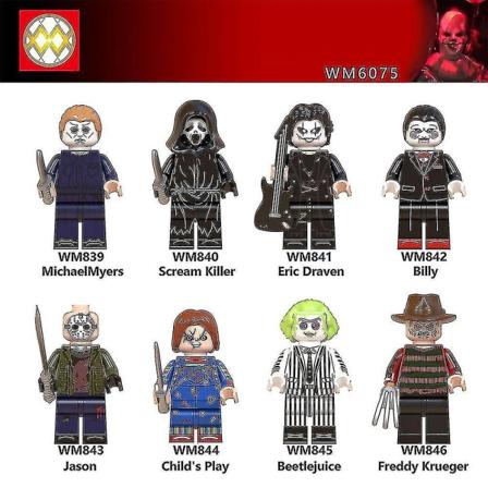 8 stk/sæt Hot Horror-filmfigurer Minifigurer Billy Freddy Jason Byggeklodser Minifigurer Legetøj Børn Halloween Kreative gaver