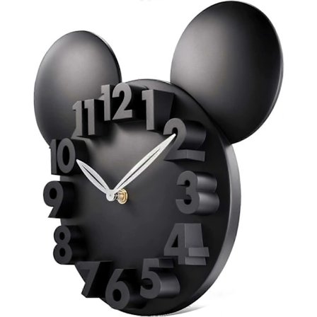 Moderne 3D Mickey Mouse Ur Supersød Sort Vægur til Disney Fans Børn Børnehave Studerende, Højde: 30 cm (FMY)