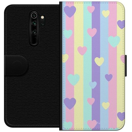 Yhteensopiva Lompakkokotelo Xiaomi Redmi Note 8 Pro Pastelliraitoja pinkissä, keltaisessa, violetissa ja sinisessä, joissa on hajallaan pehmeitä kawa