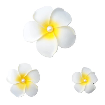 3 st Plumeria hårklämmor med pärlor Multistorlek Vita Hawaiianska skumhårtillbehör