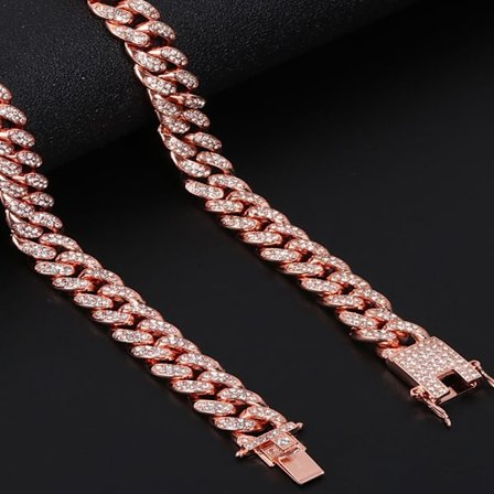 Mordely Kubansk halsband Länkkedja Hip Hop ROSE GOLD-45CM