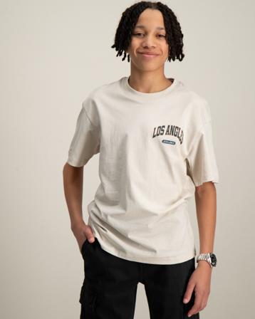 Jack & Jones JJEBRADLEY VARSITY BK TEE SS LN STYD Beige T-Shirts Jungen - Kidsbrandstore