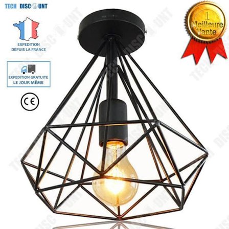 Industriell lampa - TD - Diamant - Svart metall - E27 - 250 mm - Inomhus