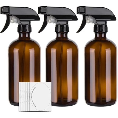 500ml Amber Tomme Glass Sprayflasker for Rengjøring, Dusj Vann Sprayflaske for Hår, Hagearbeid og Eteriske Oljer, Sett med 3