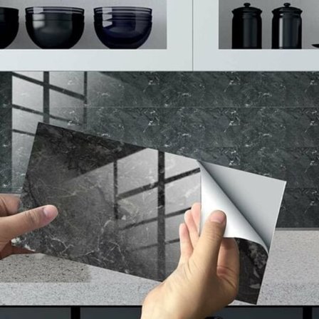 12 stk. vægflisesklistermærker PVC vandtæt køkkenskab møbler bordklistermærker grå 30x15cm