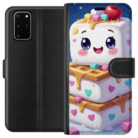 Samsung Galaxy S20+ Lommeboketui Søt marshmallowfigur med hjerter, vafler, sirup og fargerike biter skaper et lekent dessertmotiv i en glad og livlig