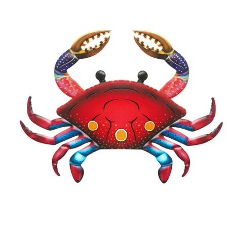 Metallkrabba vägghängande prydnadsföremål Kreativ havsstil Färgglad väggkonstdekoration för hemvardagsrum Trädgård Nytt red