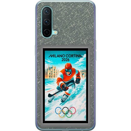 Kompatibel Mobilcover til OnePlus Nord CE 5G Curling illustration med spillere og sten på isen, Milano Cortina 2026, snedækkede stænk og olympiske
