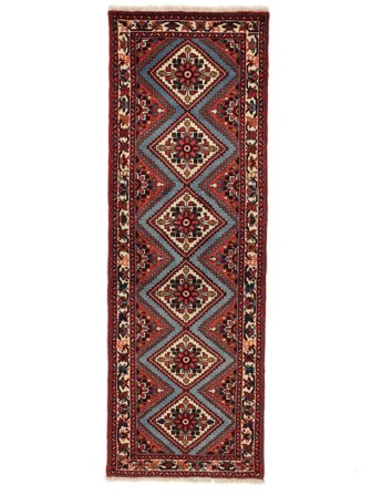 Rudbar Rug Hand Knotted 66X194 Runner Black/Dark Red Persia