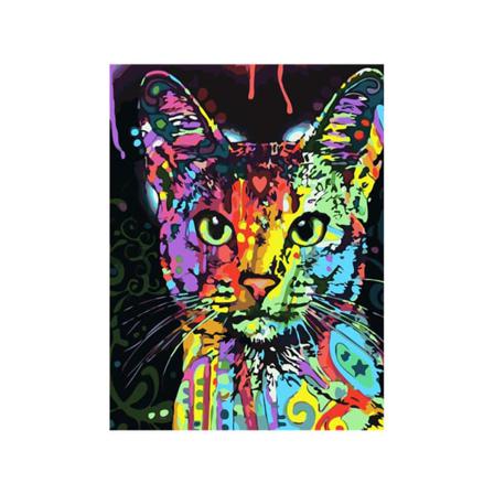 Färgglad Katt Rhinestone Diamond Painting Diy Crystal Cat