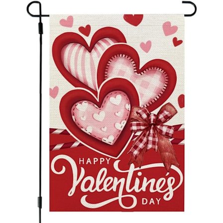 2 stk. Happy Valentines Day Hageflagg 12x18 Tommer Dobbeltsidig for Utenfor Liten Burlap Kjærlighet Hjerter Rød Ferie Hage