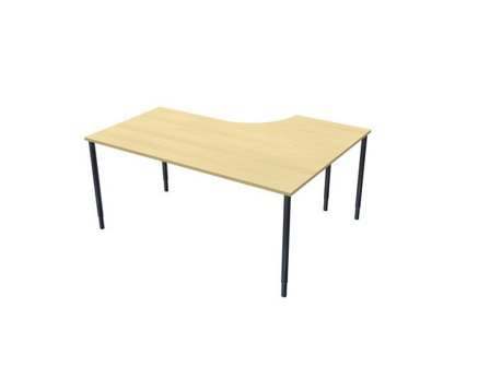 LANAB DESIGN Skrivbord frist V 1,6x1,2x0,8x0,6m björkl/sv - Lyreco - Kontorsmöbler och inredning - Bord och hurtsar - Skrivbord - Fasta