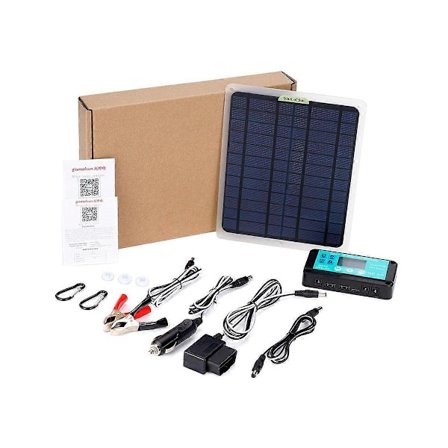 20W Solpanel 12V 10A Batterikontroller Biloplader Udendørs Batteriforsyning til Køretøjsbatteri med OBD-stik