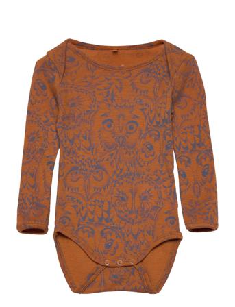 Sgbob Hello Owl Wool Ls Body Boy Bodies Base Layers Monivärinen/Kuvioitu Soft Gallery