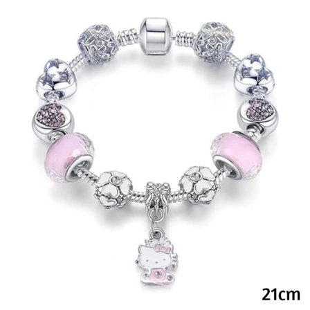 Hello-Kitty Hängsmycke Armband Stilfulla Oregelbundna Pärlor Handledstillbehör för Daglig Användning Cat-Xin Cat