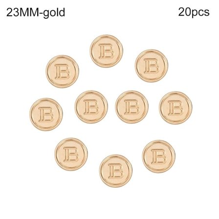20 stk Metall Bokstav B-knapper Skjorteknapper GULL 23MM20STK 20STK