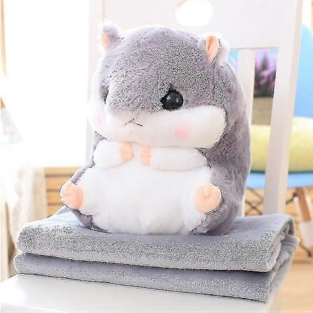 (pt) Sød Plys Hamster Udstoppede Dyr Legetøj Med Tæppe U grå Hamster Onl
