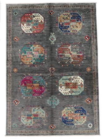 Shabargan Vloerkleed 147X210 Zwart/Donkergrijs Wol, Afghanistan
