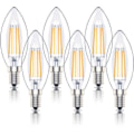 E14 Dimbar LED Ljuskälla, SES Filament Liten Edison Skruv Lampa, 4W 40W Ekvivalent, Varmvit 2700K, 400 Lumen, 6-pack