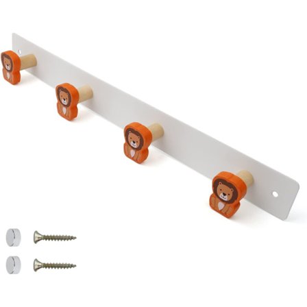 Klädhängare, Handdukshängare med 4 Lejonkrokar, Hållbart Järnträ, Längd 36,5 cm, Maxbelastning 10 kg