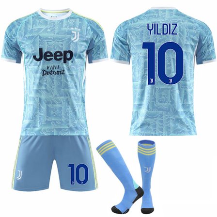 25-26 Juventus F.C. Udebane NO.10 YILDIZ Sæt Børn Voksen Fodboldudstyr med Sokker
