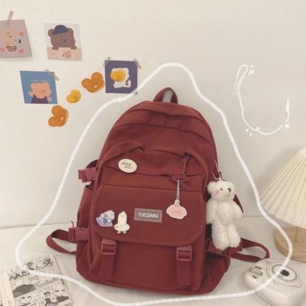 Naisten tytön reppu olkalaukku koululaukku Suurikapasiteettinen naiskorealainen Harajuku Style High School Wine Red 30*42*12cm
