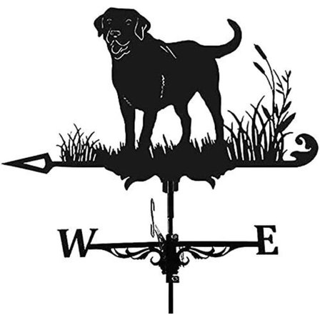 Vintage Værhane i Svart Metall med Vindretningsindikator for Utendørs, Hage, Tak, Paddockdekorasjon (Hund)