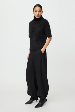 Soft Goat - Brushed short sleeve turtleneck - L - Black