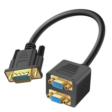 Videoadapter VGA - LinQ - Hane till Dubbel VGA Hona - Kompakt - Robust - Svart